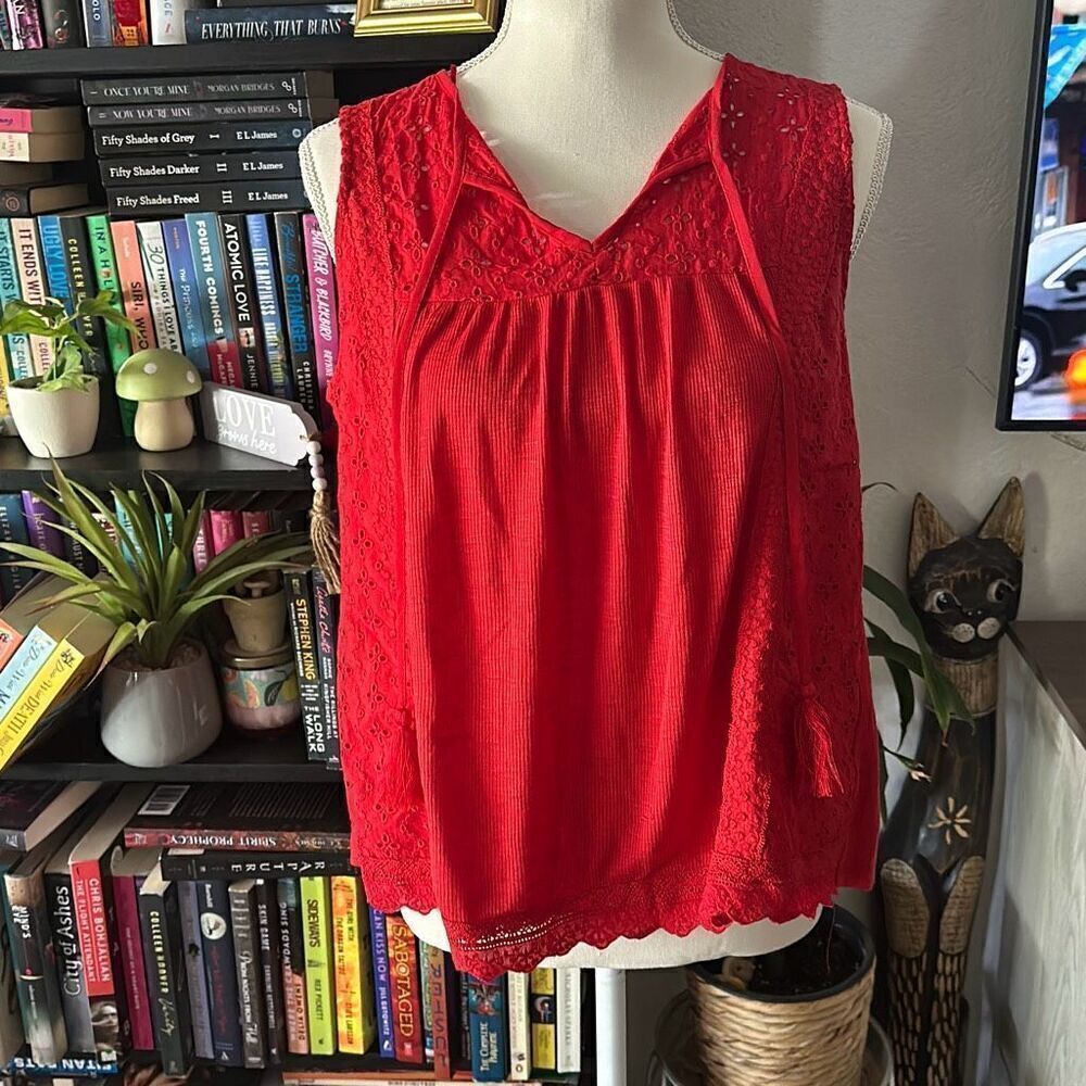 Knox rose size small red sleeveless blouse NWT